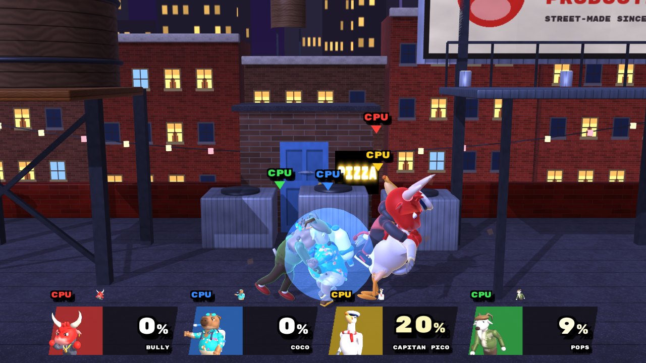 A fight in progress with the damage plates