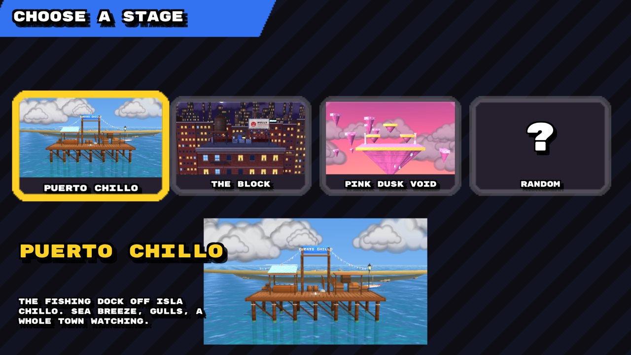Stage select with three stage previews