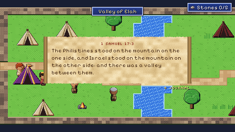 The Valley of Elah with both armies' tents and the brook