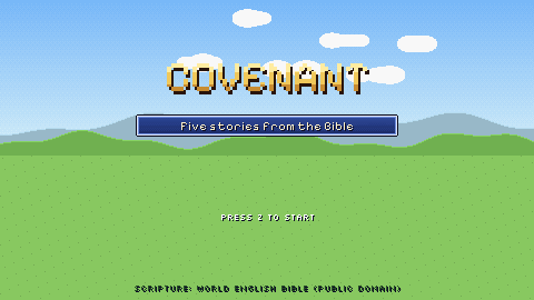 COVENANT pixel-art title screen