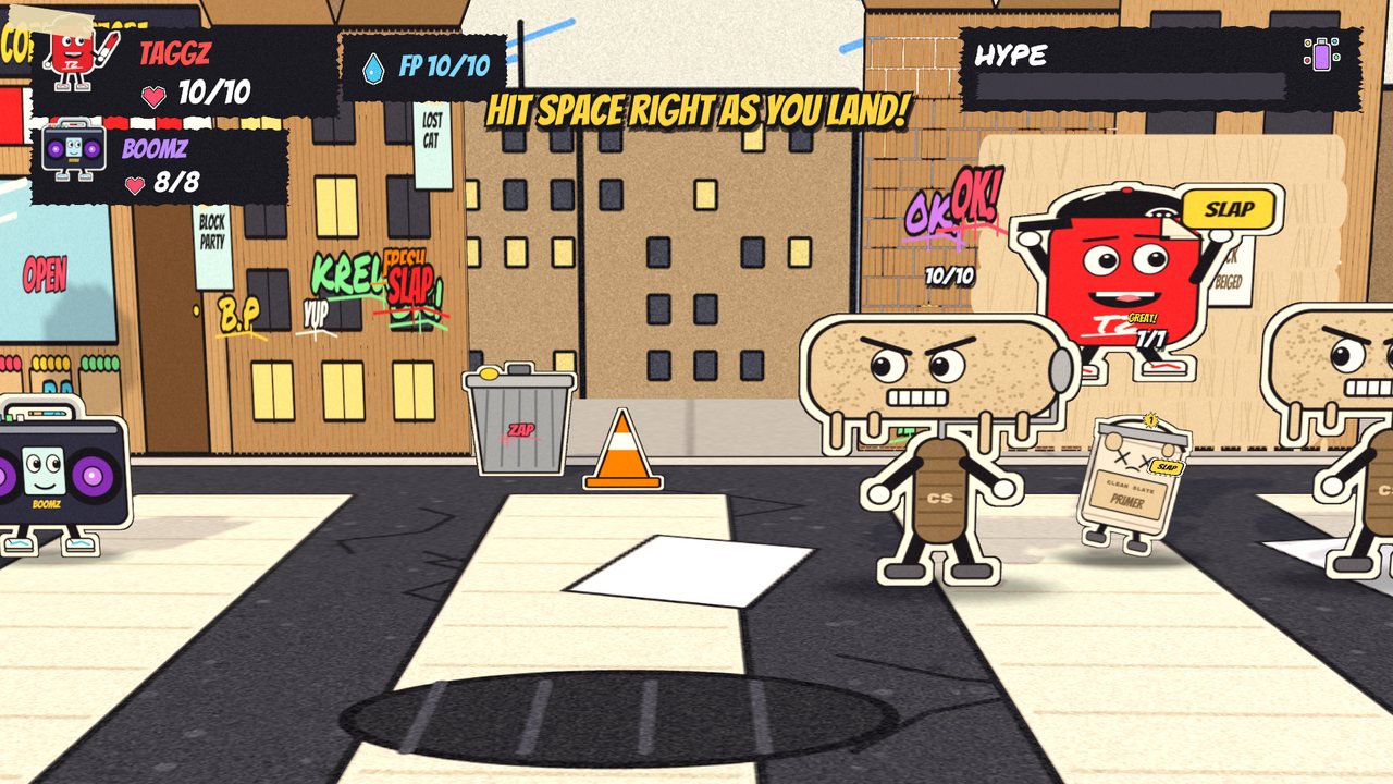 Slap landing on a Beige Roller