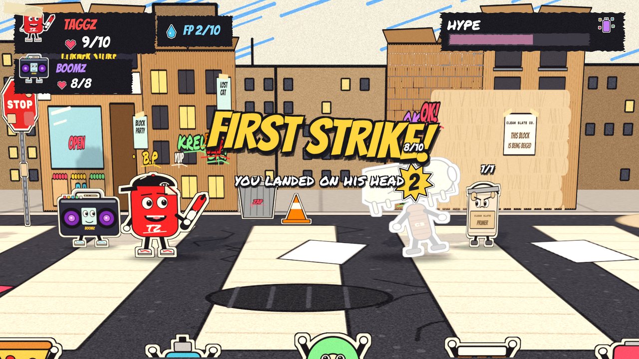 FIRST STRIKE banner after landing on a roller