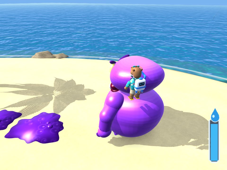 The boss among goop puddles he spat across the beach
