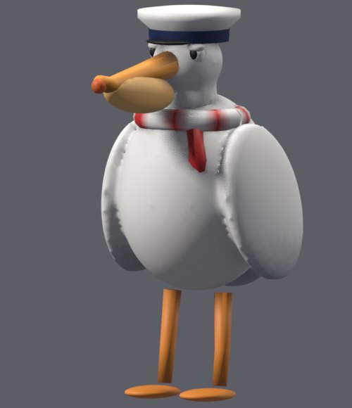 Capitan Pico, a pelican in a sailor cap and striped scarf