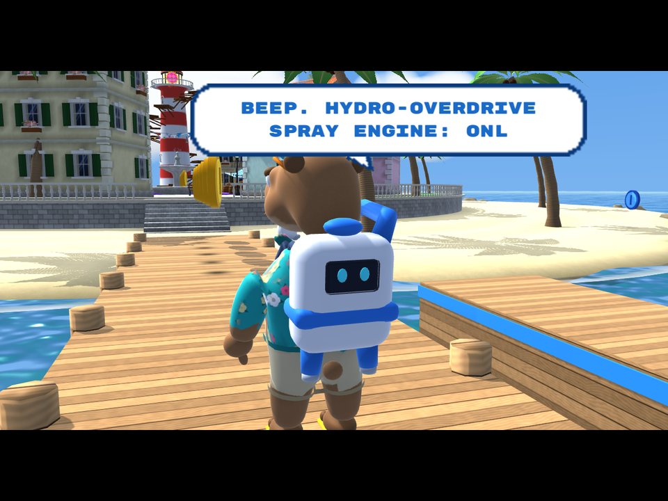 H.O.S.E., a white backpack with a screen face, talking