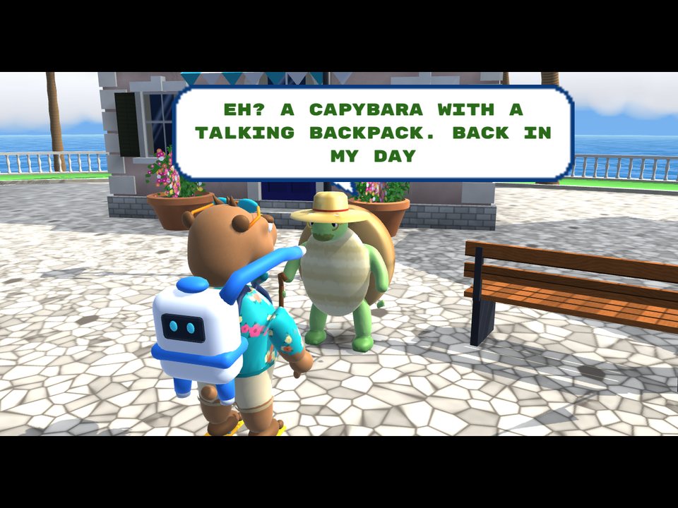 Coco talking to Abuelo in the plaza