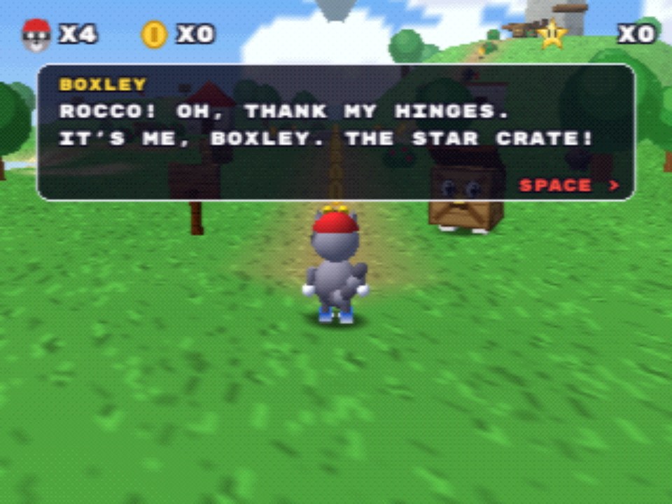 Boxley talking to Rocco in the classic text box