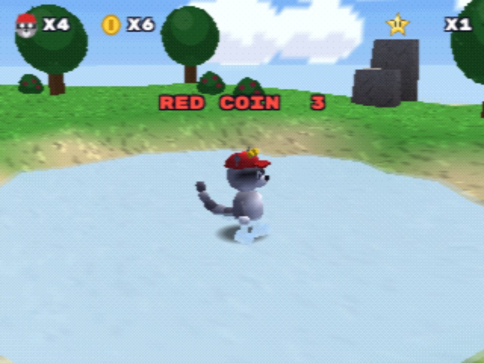 Rocco wading in the pond with the RED COIN 3 counter