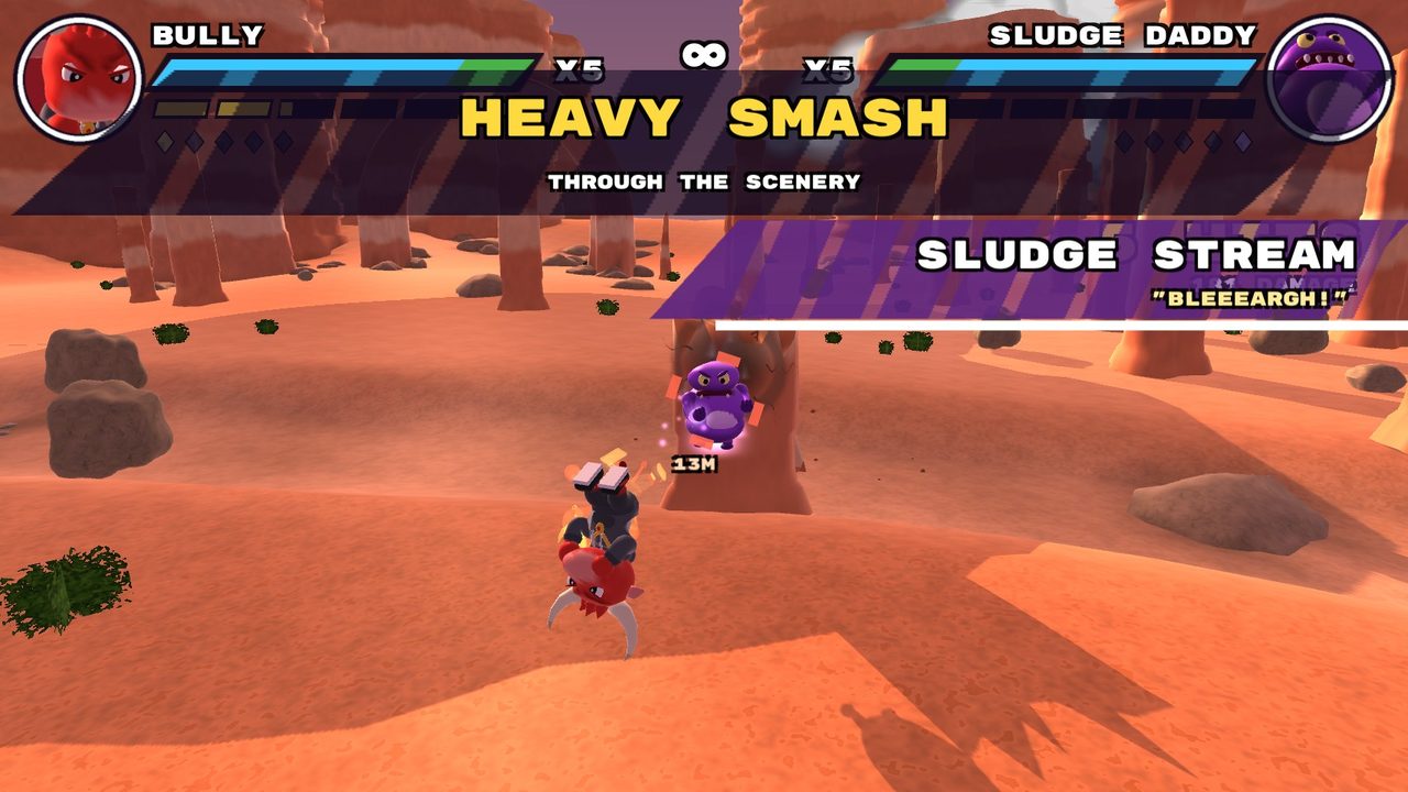 Bully winding up a heavy smash in the canyon